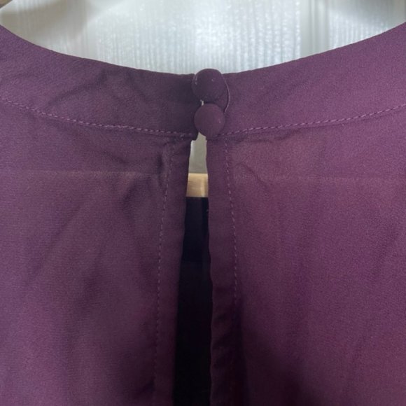 Halogen | Long Sleeve Burgundy Blouse with Lace Details | Size L - Picture 6 of 10